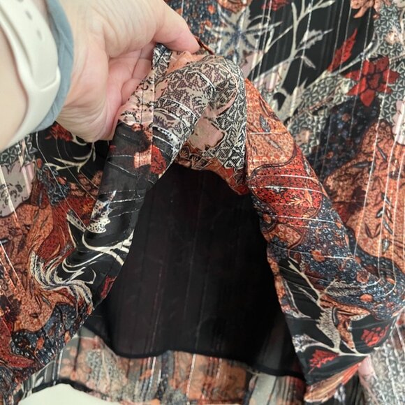 Jessica Simpson Aurora Metallic Printed Blouse BOHO, Size Large - Picture 5 of 7